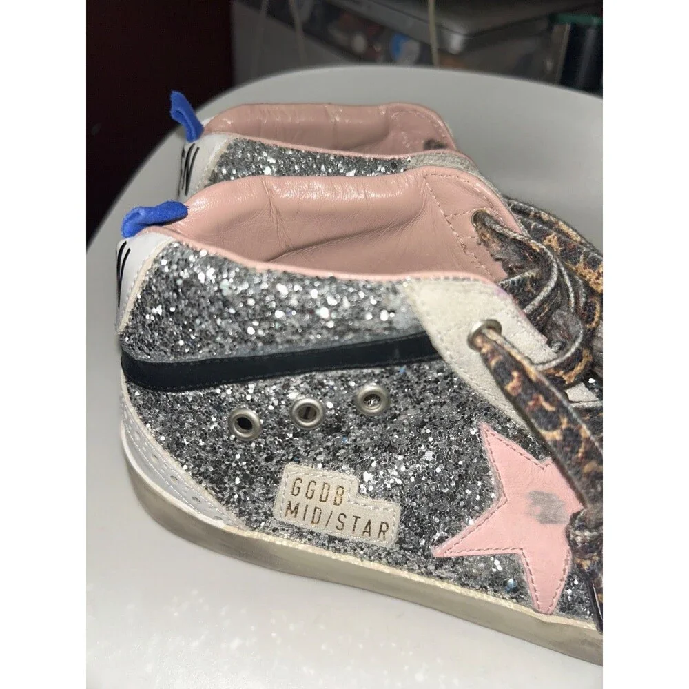 Golden Goose Women's Mid Star Glitter Covered Mid Top Sneakers size 40/9 NWOT